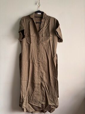 Babaton Olive Utility Shirt Jacket Dress